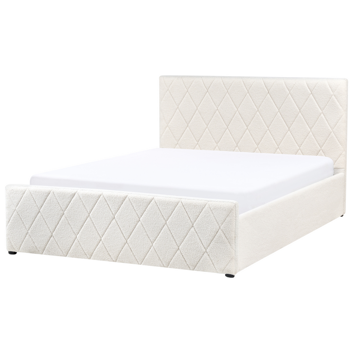 Beliani-ROCHEFORT-Bed opbergruimte-Gebroken wit-140 x 200 cm-Bouclé