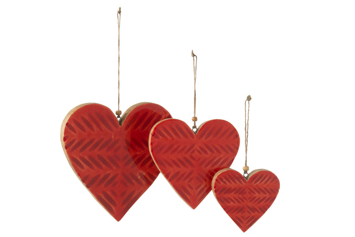 J-Line hanger Hart Ovaal - mangohout - rood - large