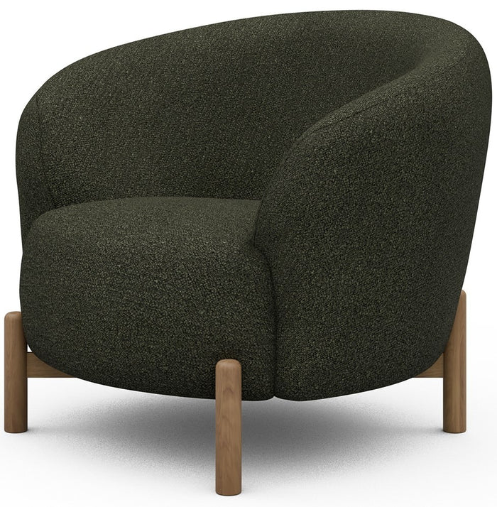 Kragelund Gran Fauteuil Bosgroen Bouclé | Eiken