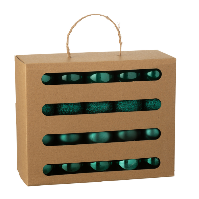 J-Line kerstbal - kunststof - groen - doos van 40