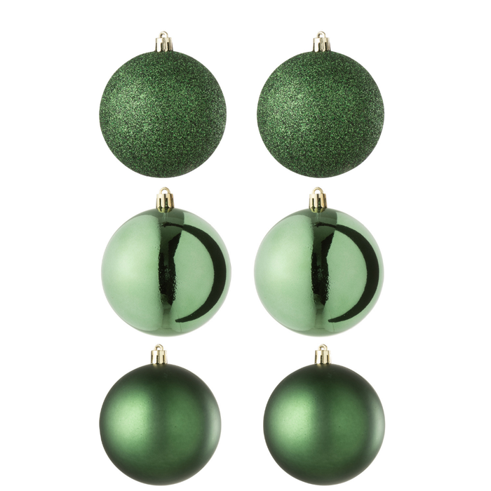 J-Line kerstbal - kunststof - champagne - doos van 6