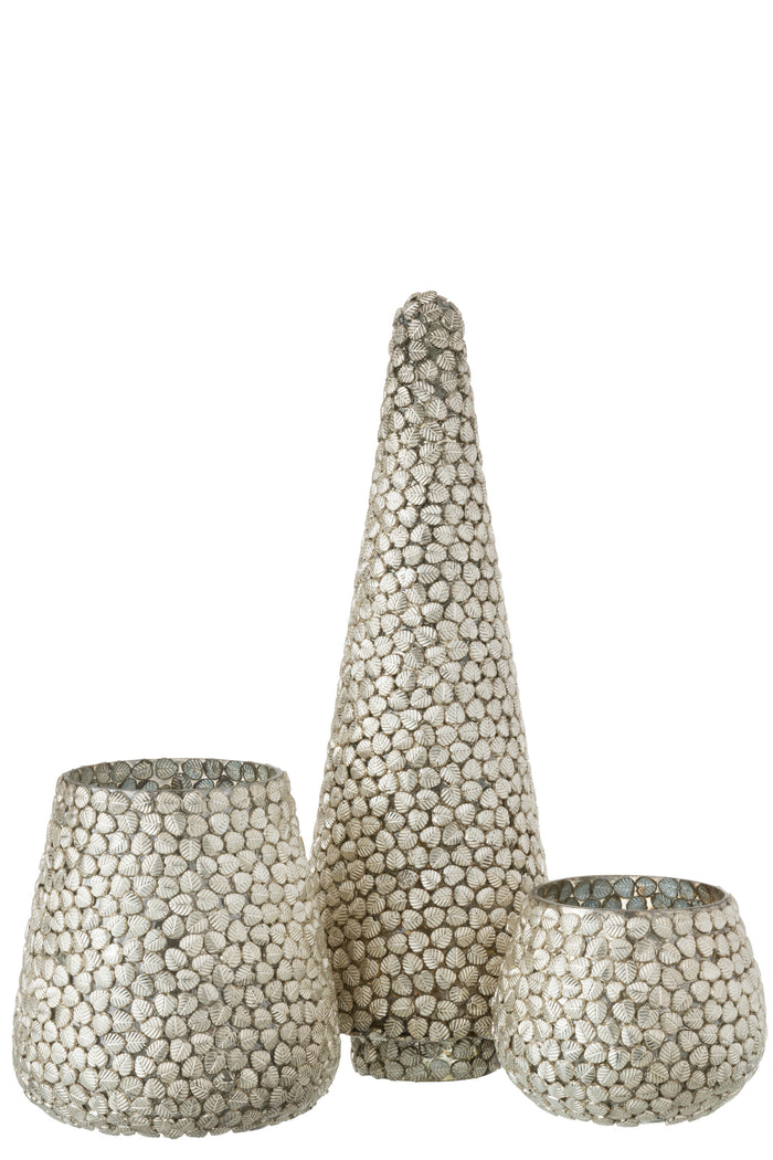 J-Line decoratie Kerstboom Blad - glas - zilver