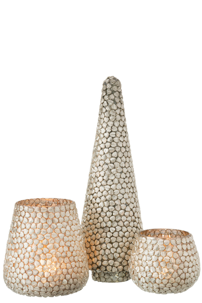 J-Line decoratie Kerstboom Blad - glas - zilver