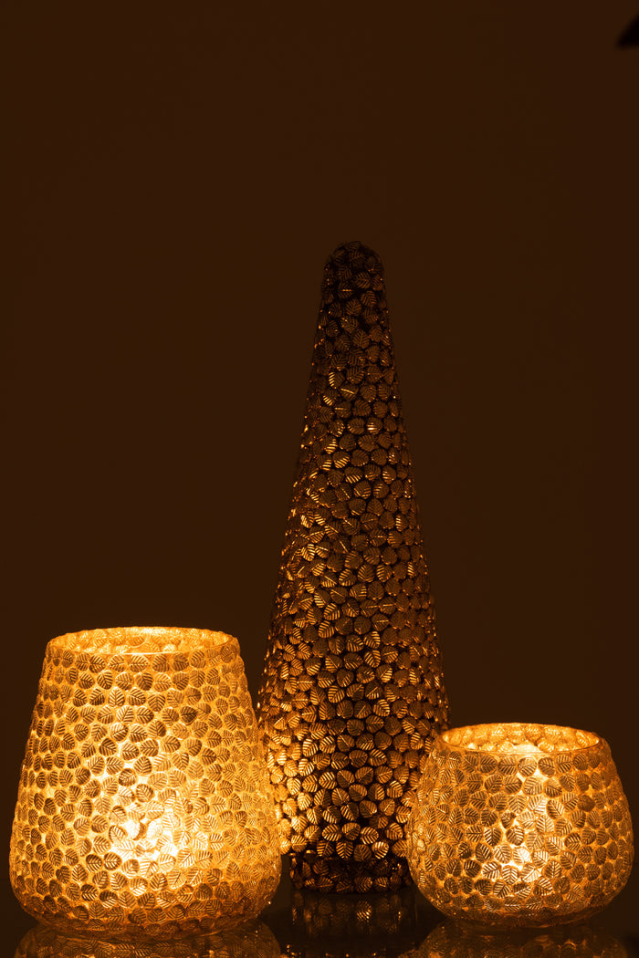 J-Line decoratie Kerstboom Blad - glas - zilver