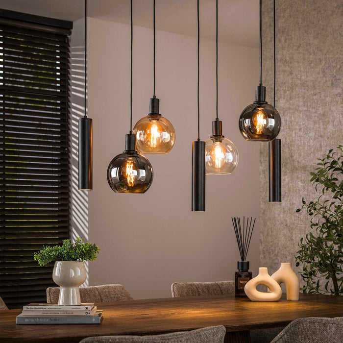 Fraaai Bruno hanglamp tricolore 4+3-lichts - artic zwart