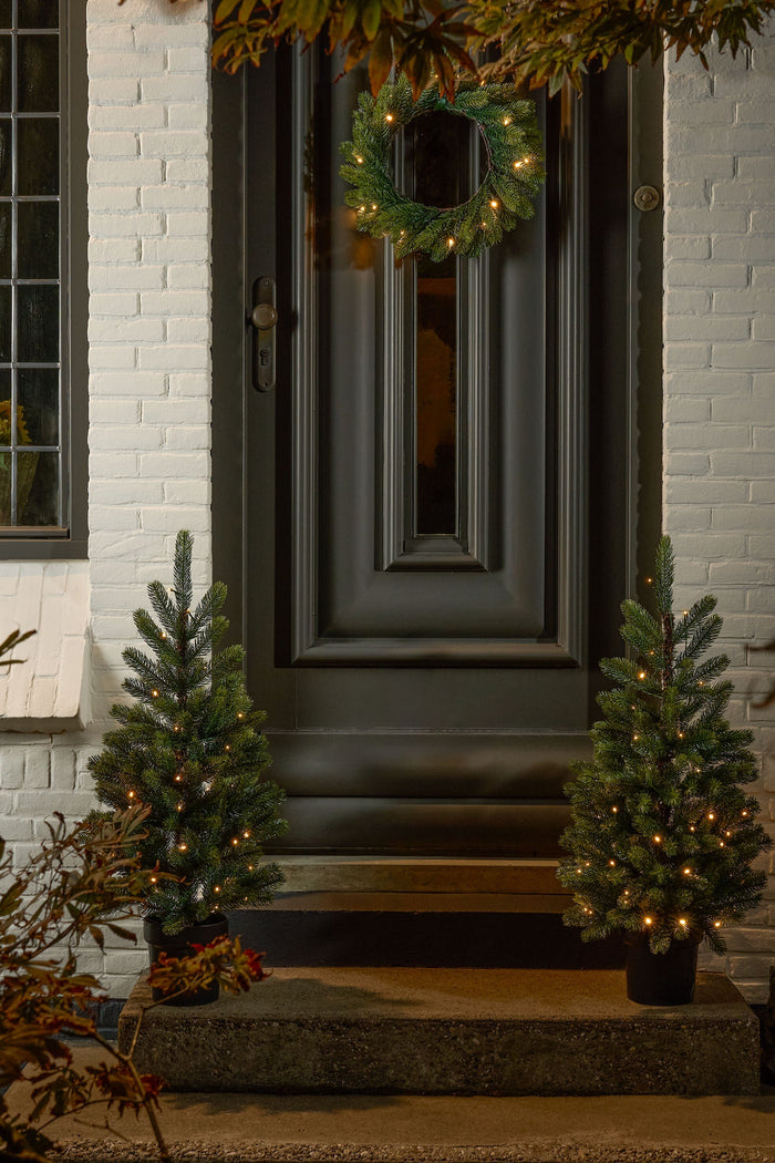 Black Box Trees Nagoya Set van 2 Kerstbomen en 1 Krans - H90 x Ø45 cm