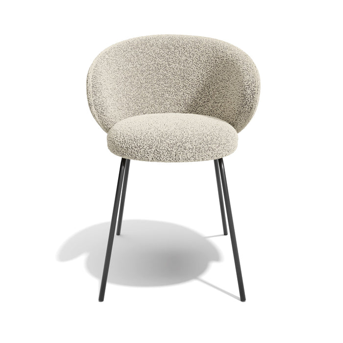 Set van 2 beige bouclé stoelen met zwarte poten