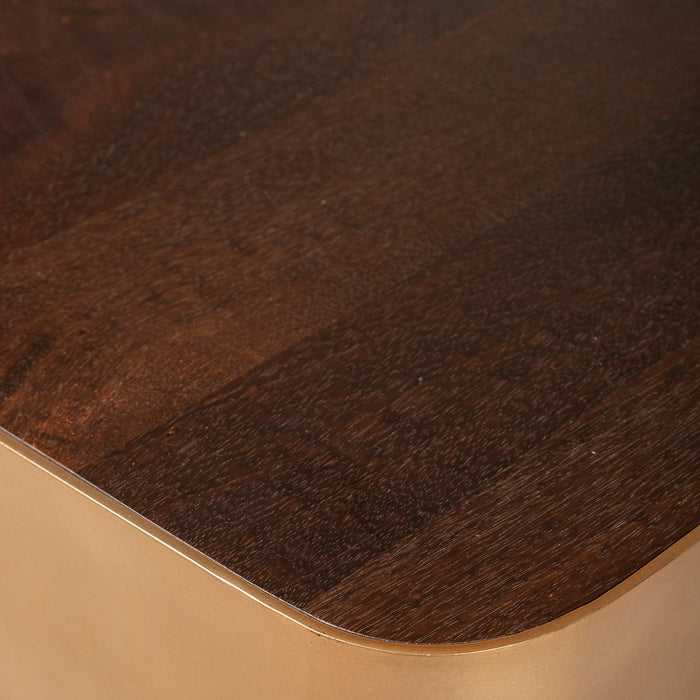 PTMD Warren Coffee Table 180x45x31 Brown Wood Gold Mtl