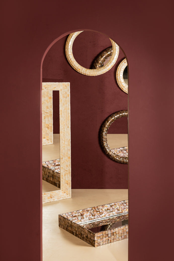 PTMD Chelsae Cream poly rectangle shell mirror