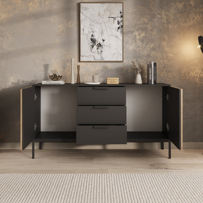 Meubella - Dressoir Marbella - Zwart - 150 cm