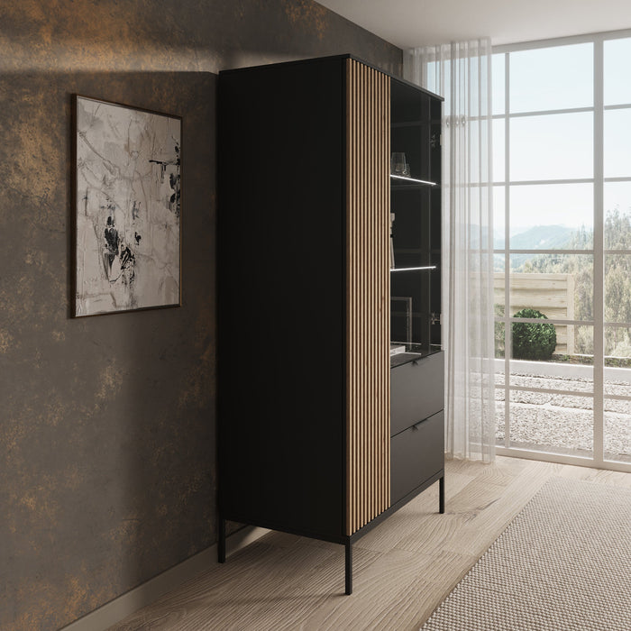 Meubella - Vitrinekast Marbella - Zwart - 100 cm