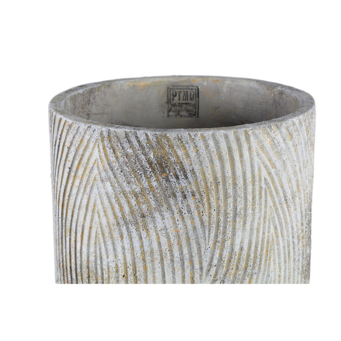 PTMD Linc Grey cement pot waves pattern high round XL