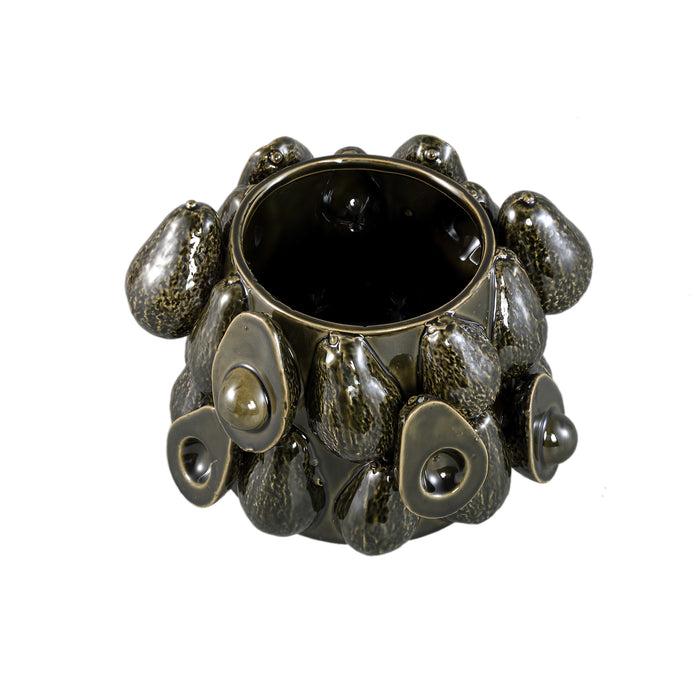 PTMD Bauer Green Ceramic Round Avocado Pot Large