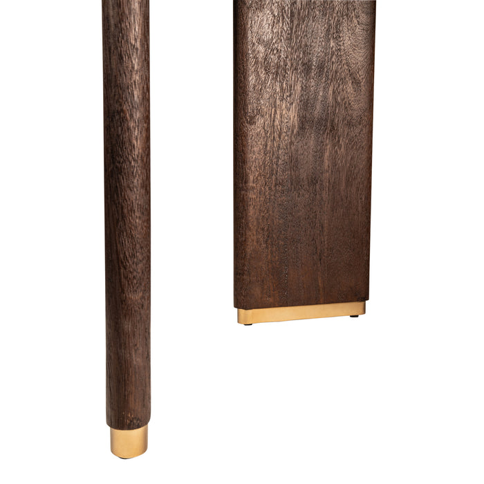PTMD Liber Brown Mango Wood Dining Table 280cm Gold Leg