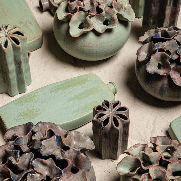 PTMD Amalie Green Round Ceramic Bottle L