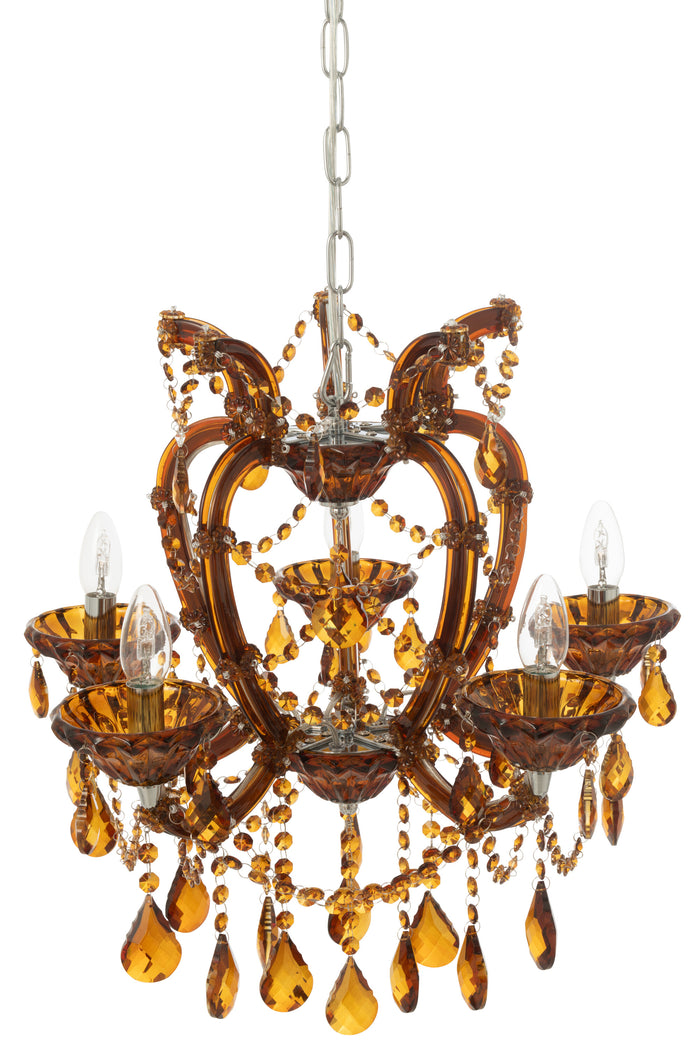 J-Line hanglamp Kand Antiek - glas - bruin