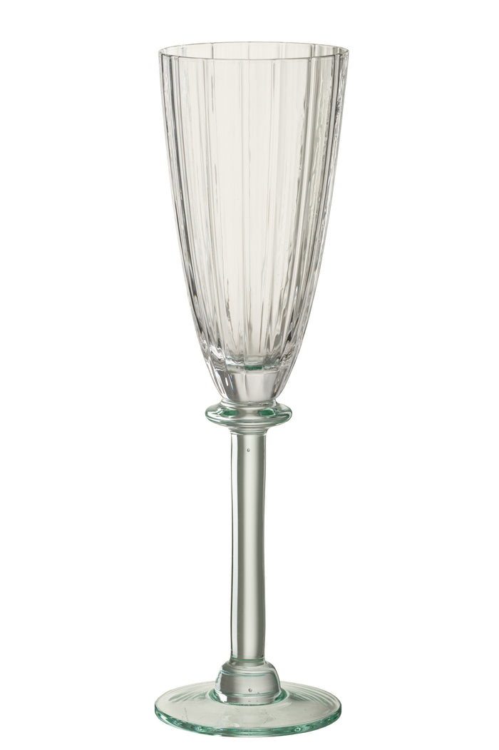 J-Line champagneglas Gestreept - glas - transparant|groen -