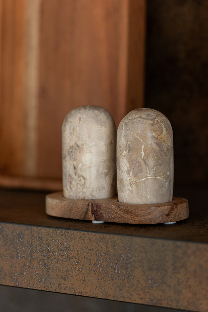 J-Line peper- & zoutstellen Marmer - steen - naturel|beige