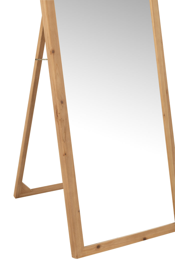 J-Line spiegel Met Voet - glas|sparhout - naturel - 162 x 52