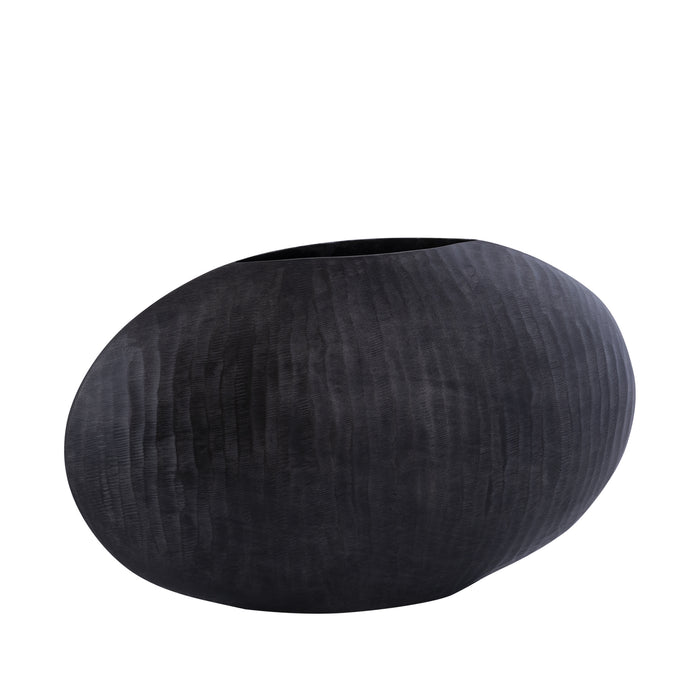 PTMD Jowad Graphite Alu Sheet Pot Ribbed Low Oval L