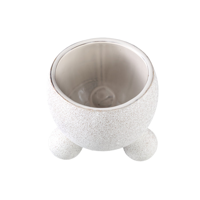 PTMD Malinda Cream ceramic pot round shaped round legXL