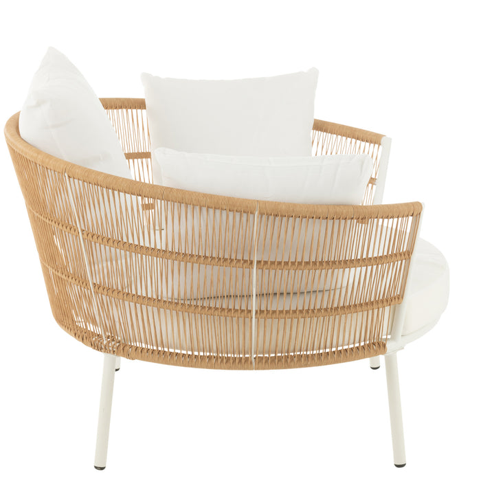 J-Line stoel Joa - metaal|rotan - wit|naturel