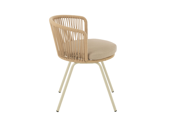 J-Line stoel Toa - metaal|koord - beige