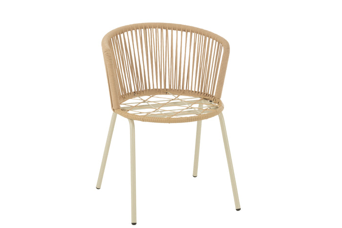 J-Line stoel Toa - metaal|koord - beige