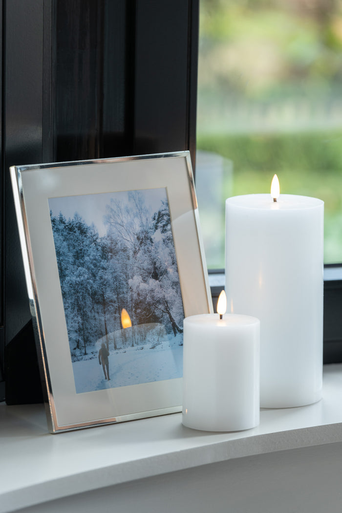 J-Line cilinderkaars - wit - small - LED lichtjes