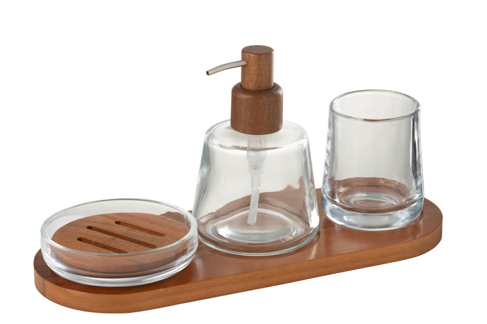 J-Line zeepdispenser On Tray - glas - donkerbruin|transparan