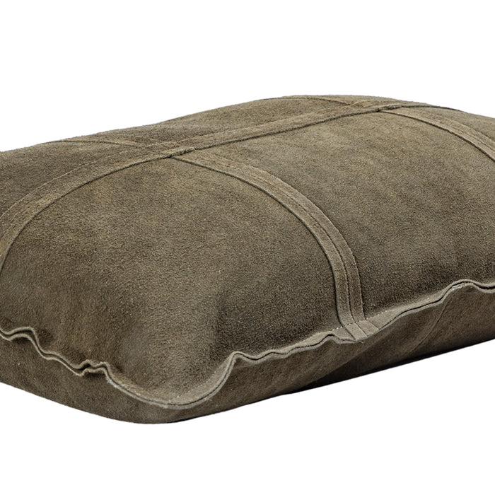 PTMD Cobie Green Suede Leather Cushion Rectangle