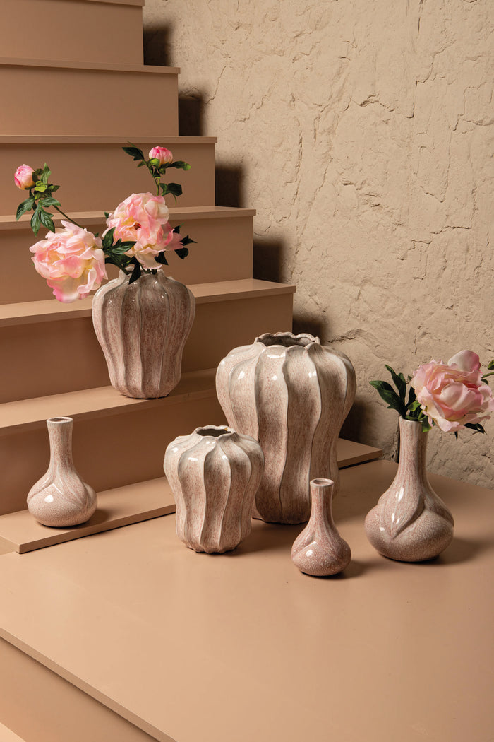 PTMD Hailey Pink Ceramic Round Vase Narrowed Top L