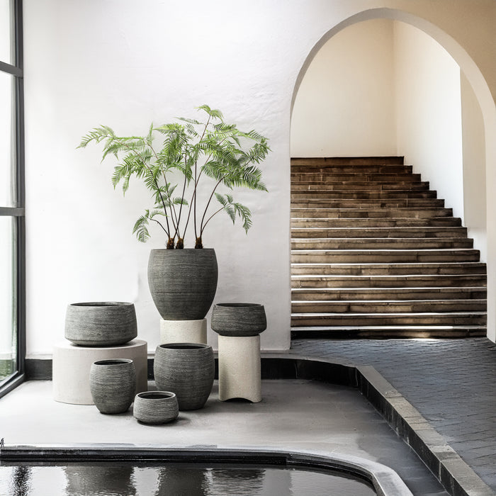 PTMD Giulietta Grey Round Magnesium Pot Lines Low SV3