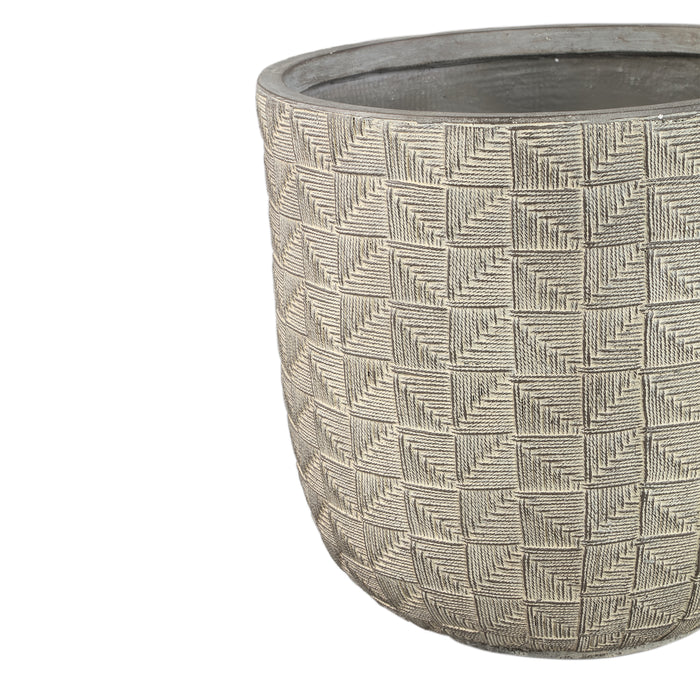 PTMD Suguna Grey Round Magnesium Pot Squares Low SV3