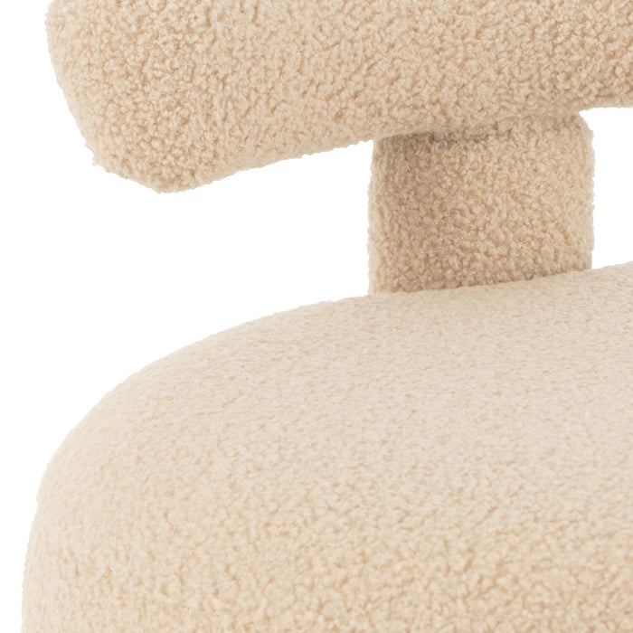 J-Line kruk Rond met Rugleuning Bouclé - textiel - beige