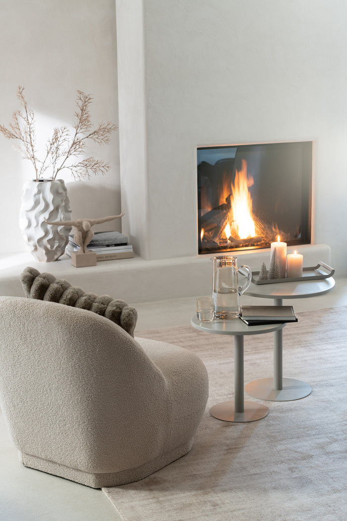 J-Line zetel Teddy Bouclé - textiel - beige