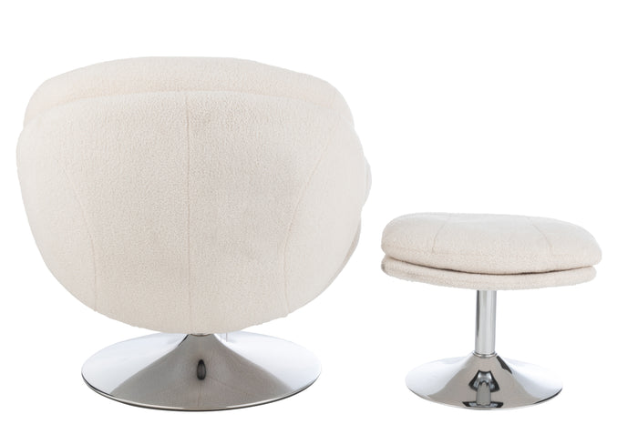 J-Line zetel Relax + Voetbank - metaal|multiplex - creme|z