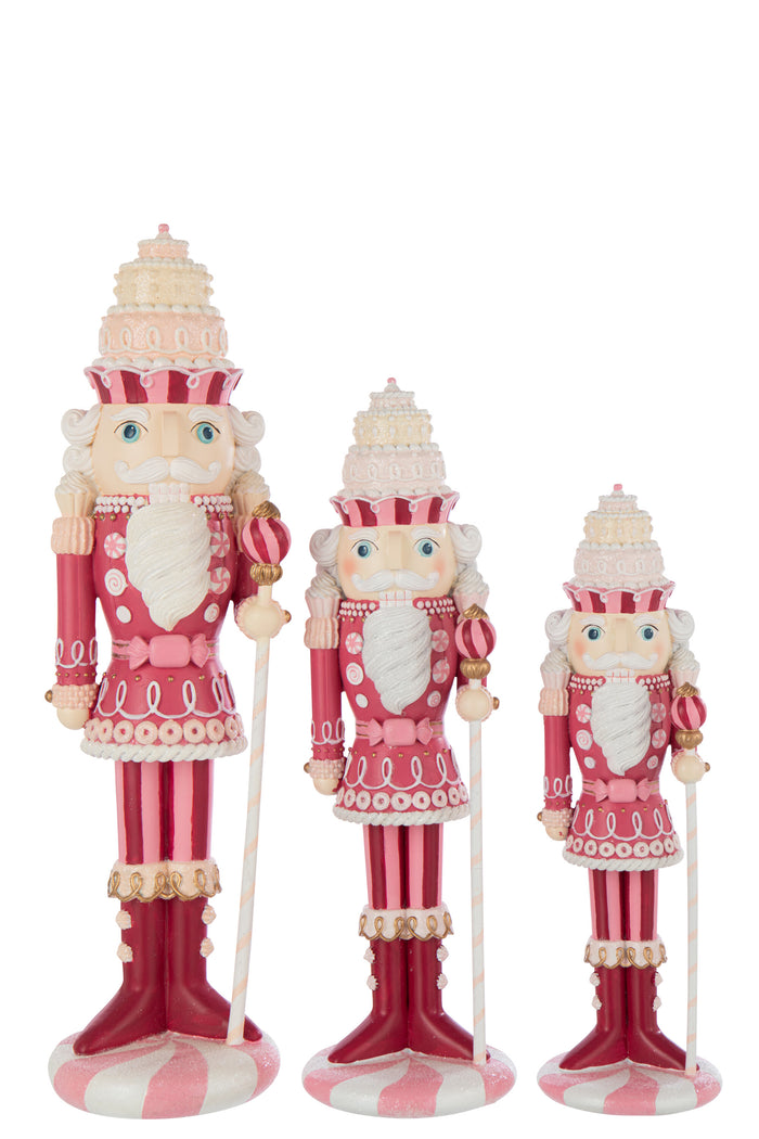 J-Line figuur Notenkraker Snoep - polyresin - wit|roze - lar