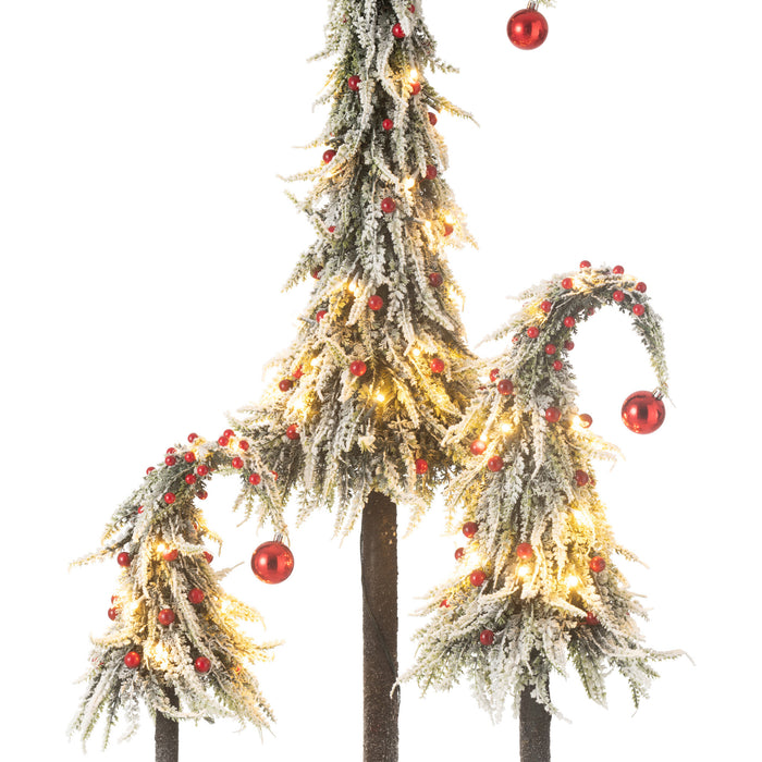 J-Line kerstboom Muts Sneeuw - kunststof - groen|rood - larg