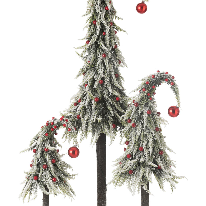 J-Line kerstboom Muts Sneeuw - kunststof - groen|rood - larg