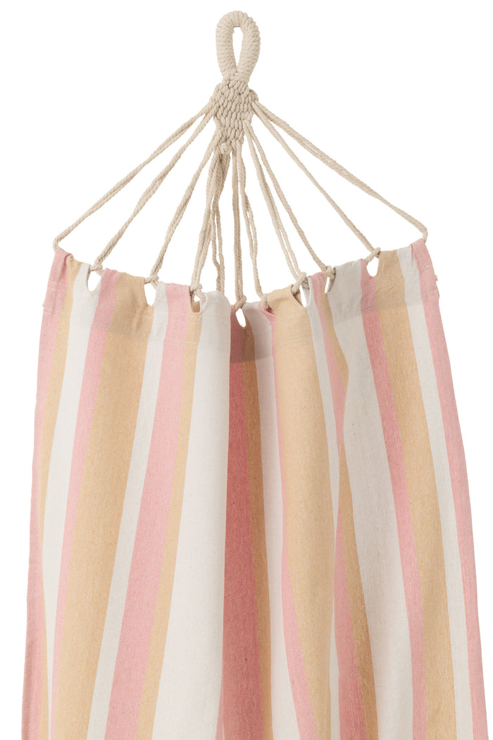 J-Line hangmat Strepen - katoen|polyester - wit|beige|lichtr