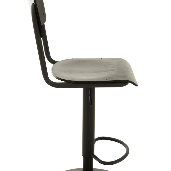 J-Line barstoel - hout|metaal - zwart - 2 stuks