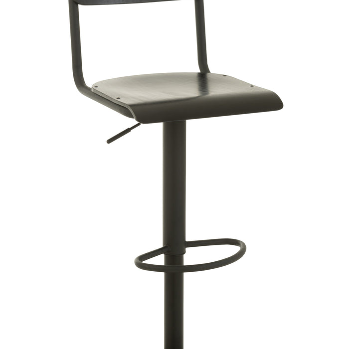 J-Line barstoel - hout|metaal - zwart - 2 stuks
