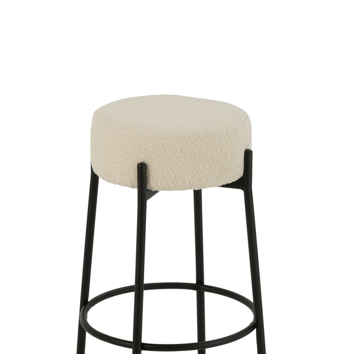 J-Line barkruk Bouclé - multiplex|polyester - wit|zwart