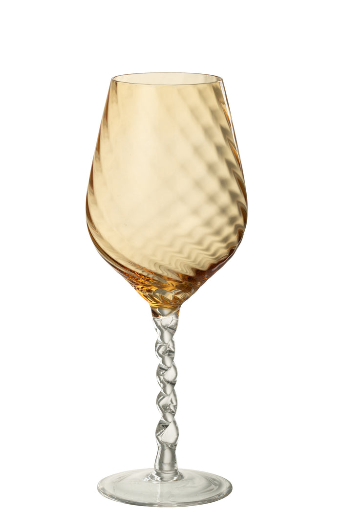 J-Line wijnglas Gestreept - glas - bruin