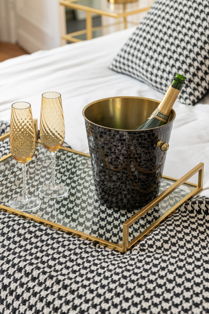 J-Line glas champagne Gestreept - glas - caramel