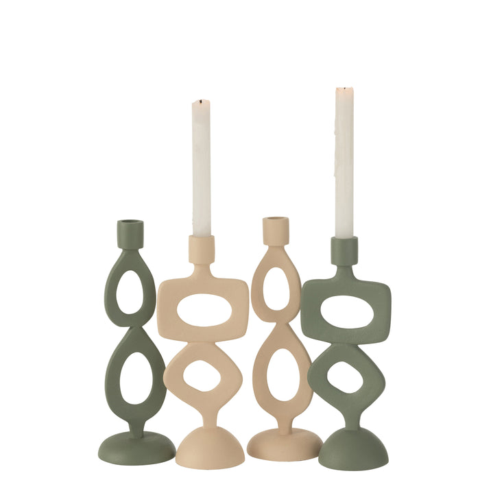 J-Line kaarshouder Ringen - aluminium - beige - 2 stuks