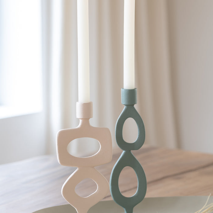 J-Line kaarshouder Ringen - aluminium - beige - 2 stuks