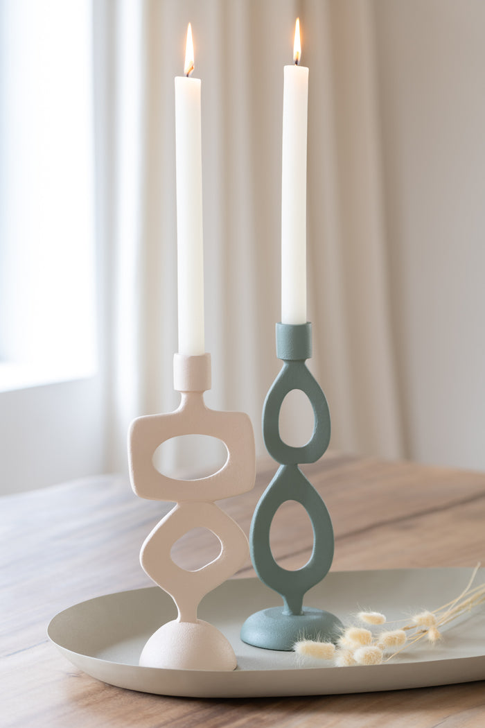 J-Line kaarshouder Ringen - aluminium - beige - 2 stuks