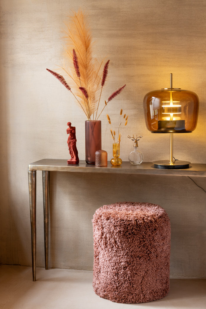 J-Line tafellamp - glas - bruin - LED lichtjes